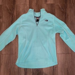 Mint Blue North Face Quarter zip Sweatshirt, Size large